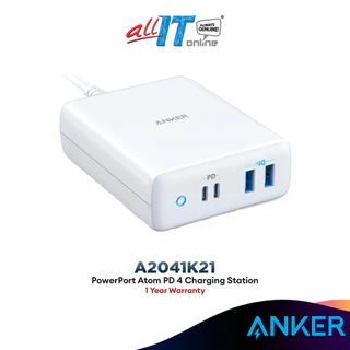 Anker A2041K21 PowerPort Atom PD 4 100W Type-C 4-Port Charging Station with Power Delivery - White