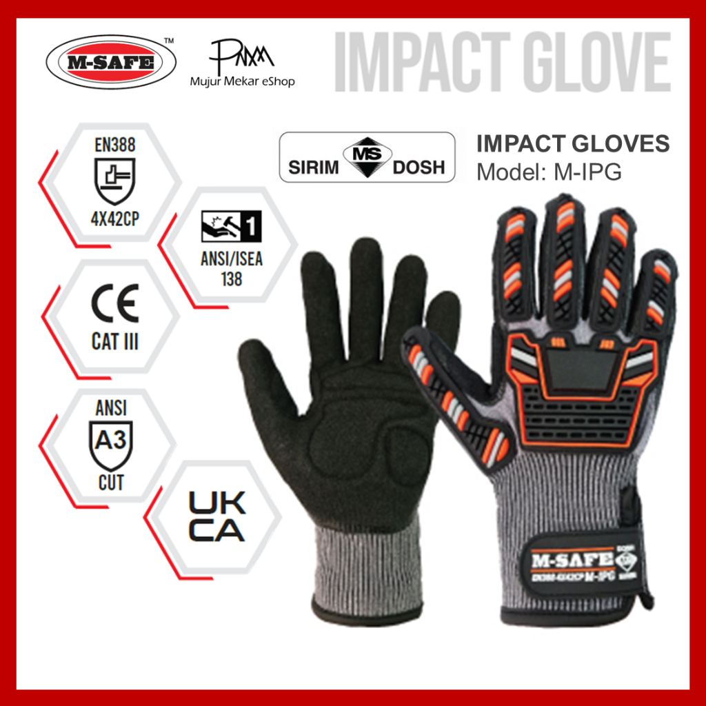 [SIRIM-DOSH] M-SAFE IMPACT GLOVE (ANSI A3 LEVEL CUT RESISTANCE ...