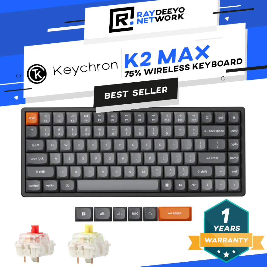 Keychron K2 MAX QMK Wireless RGB Mechanical Keyboard [75% Layout/Hot ...