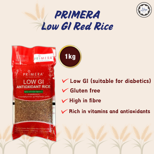 PRIMERA Low GI Red Rice (1kg) | Diabetic Rice | Gluten Free | Shopee ...