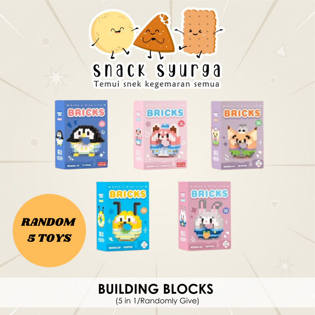 【TOYS SET】Snack Syurga X Nano Building Blocks Random 5 in 1 Mini ...