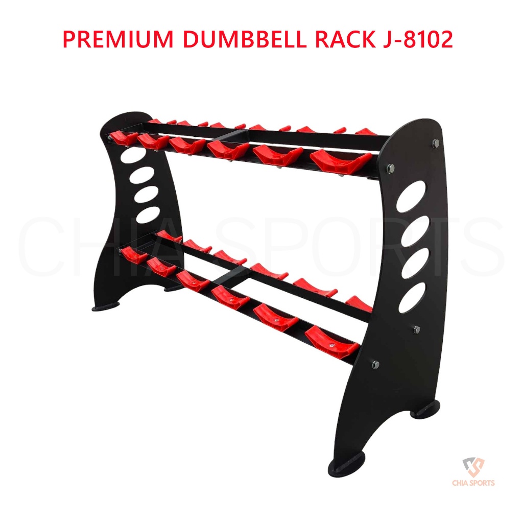 J8102 Commercial Dumbbell Rack 6 Pairs 2 Tier Storage Racks Rubber Hex ...