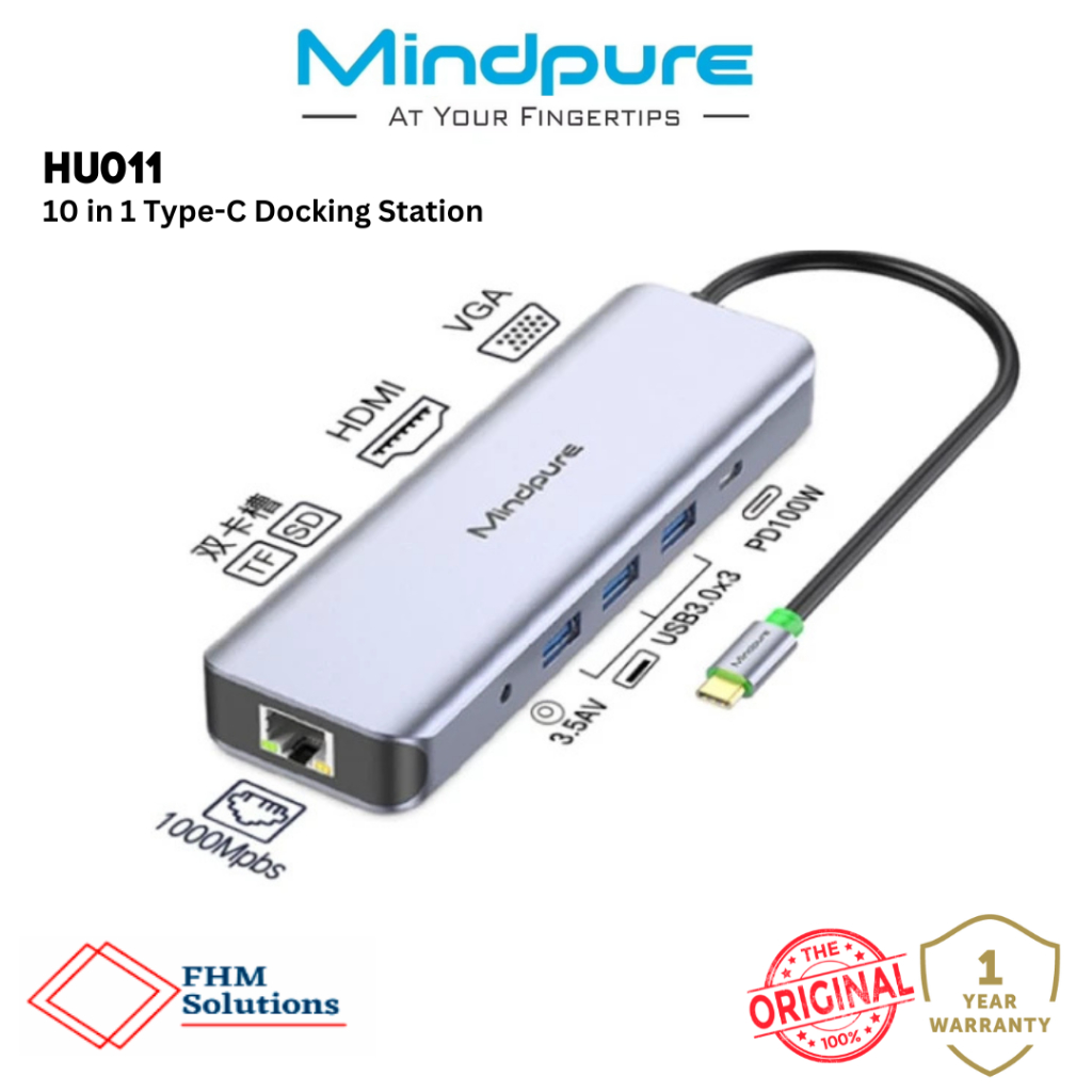 MINDPURE HU011 10-in-1 Type-C Multi-Function Docking Station | Shopee ...