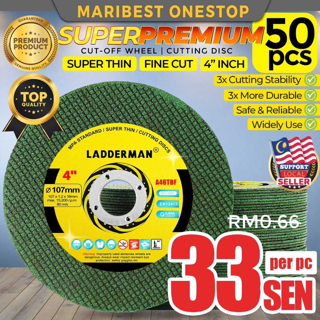 50PCS PREMIUM Metal Cutting Disc 4 Inch Mata Grinder Disc Potong Besi ...