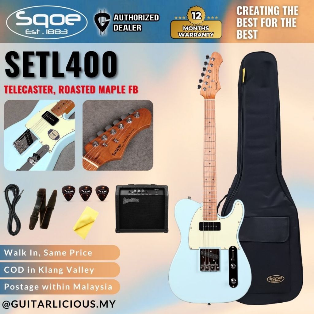 SQOE SETL400 Telecaster Body SS Electric Guitar Roasted Maple Fretboard ...