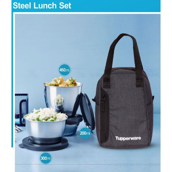 (EXCLUSIVE) Tupperware Stainless steel lunch box 3 Containers Lunch Box ...