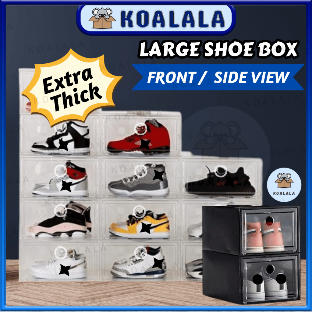 Front & Side View Large Shoes Box Shoe Rack Rak Kasut Plastik Kotak ...