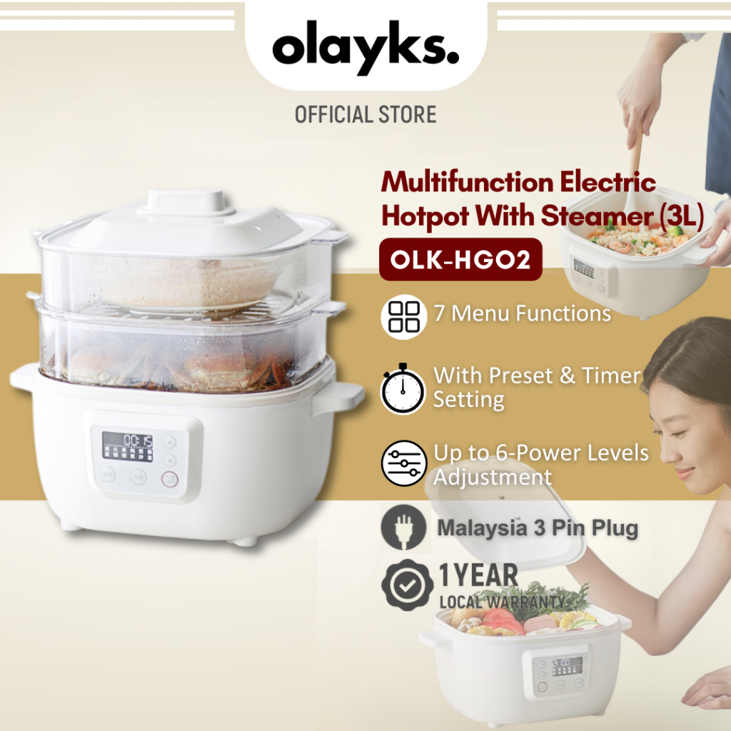 Olayks 3L Multifunction Electric Cooker With Steamer Steamboat Cooker ...