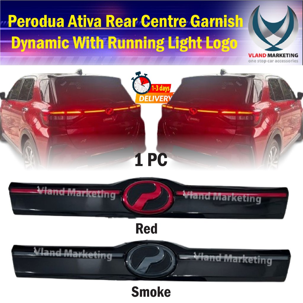 Perodua Ativa Rear Garnish LED With Running Light Logo - Red / Smoke ...
