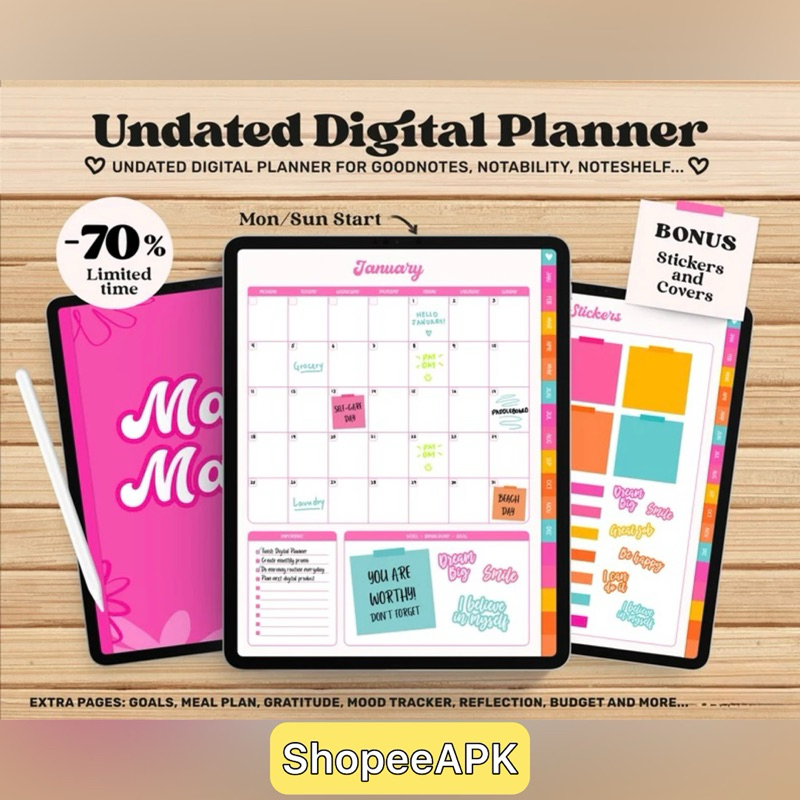 Digital Planner Template | Monthly Goodnotes & Notability Planner ...