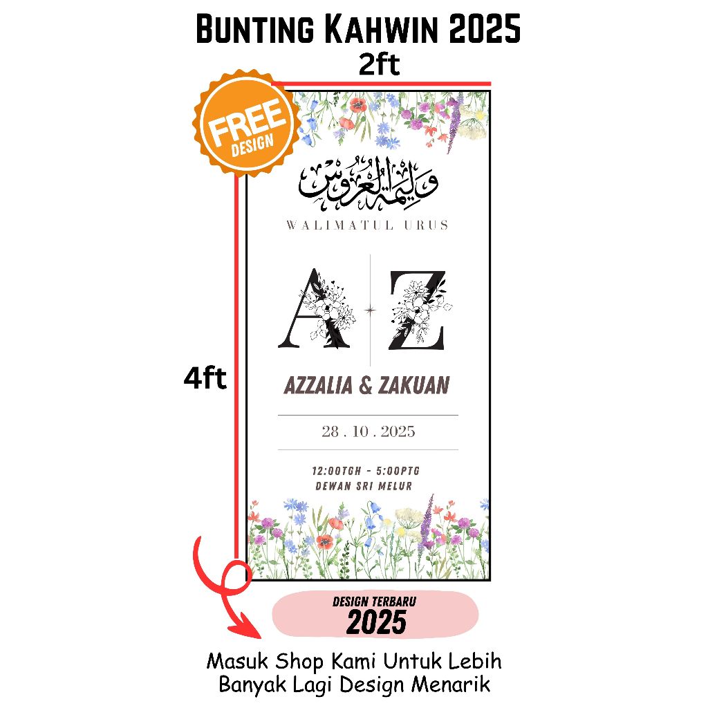 Bunting KAHWIN (01) 2ft x 4ft + 2 pipe | Shopee Malaysia