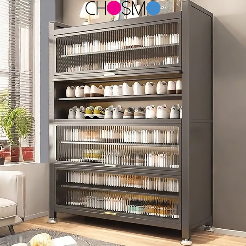80/100cm Rak Kasut Bertutup Shoe Rack Storage Cabinet 5/7/9/11 Layers ...