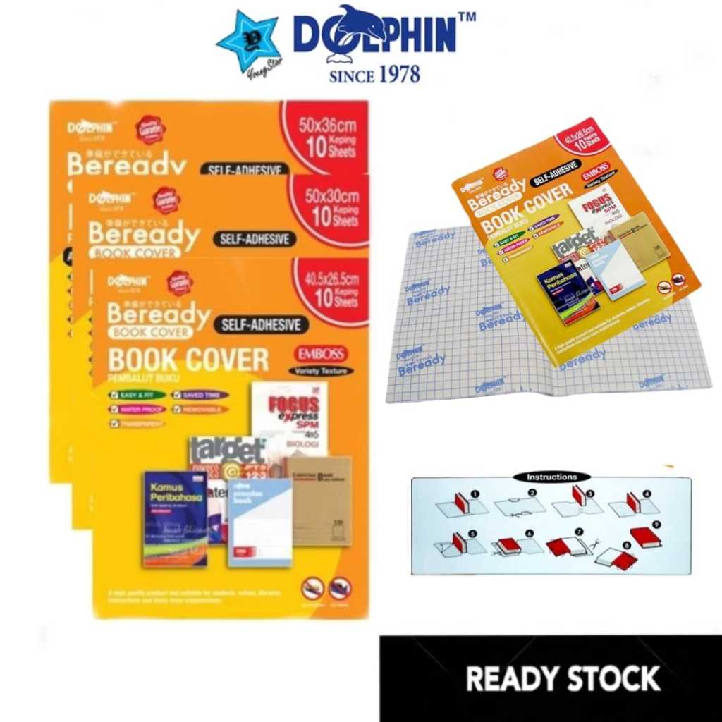 Dolphin Self-Adhensive Emboss Book Cover Wrapper Sticker Book Cover ...