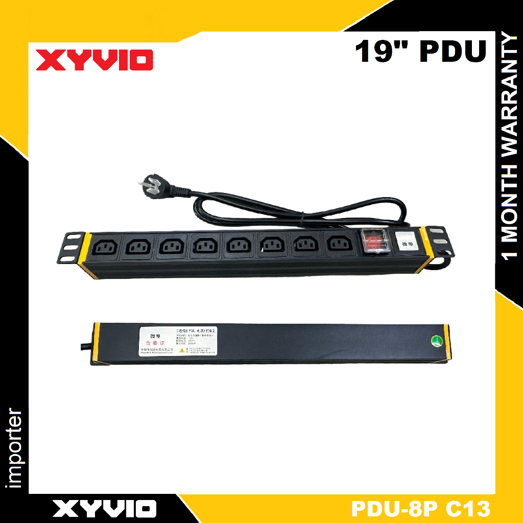 1U PDU 10A 2500W Power Strip 2-25 Ways IEC-C13 output socket 2m ...