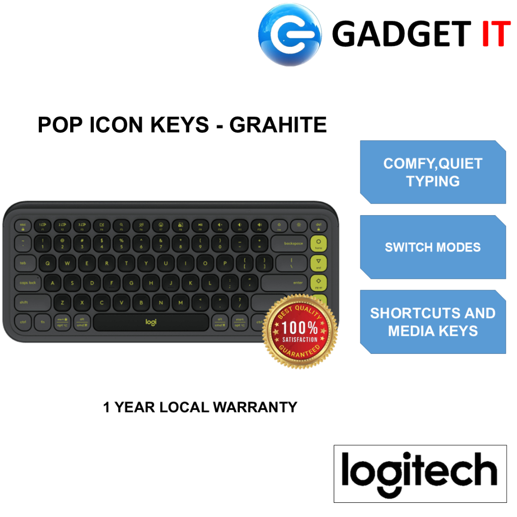 LOGITECH POP ICON KEYS WIRELESS BLUETOOTH KEYBOARD,COMFORTABLE TYPING ...
