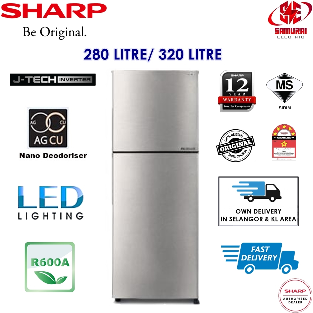Sharp J-Tech Inverter 2 Door Folio Fridge 280 Litre SJ2822MSS/ 320 ...