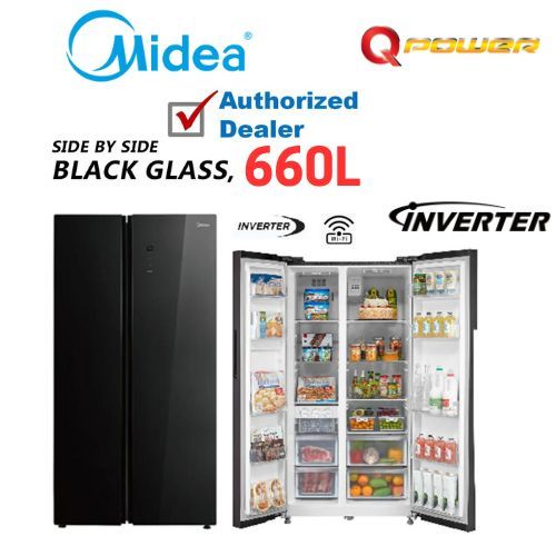 Midea 660L Side By Side Inverter Fridge WIFI Refrigerator Glass ...