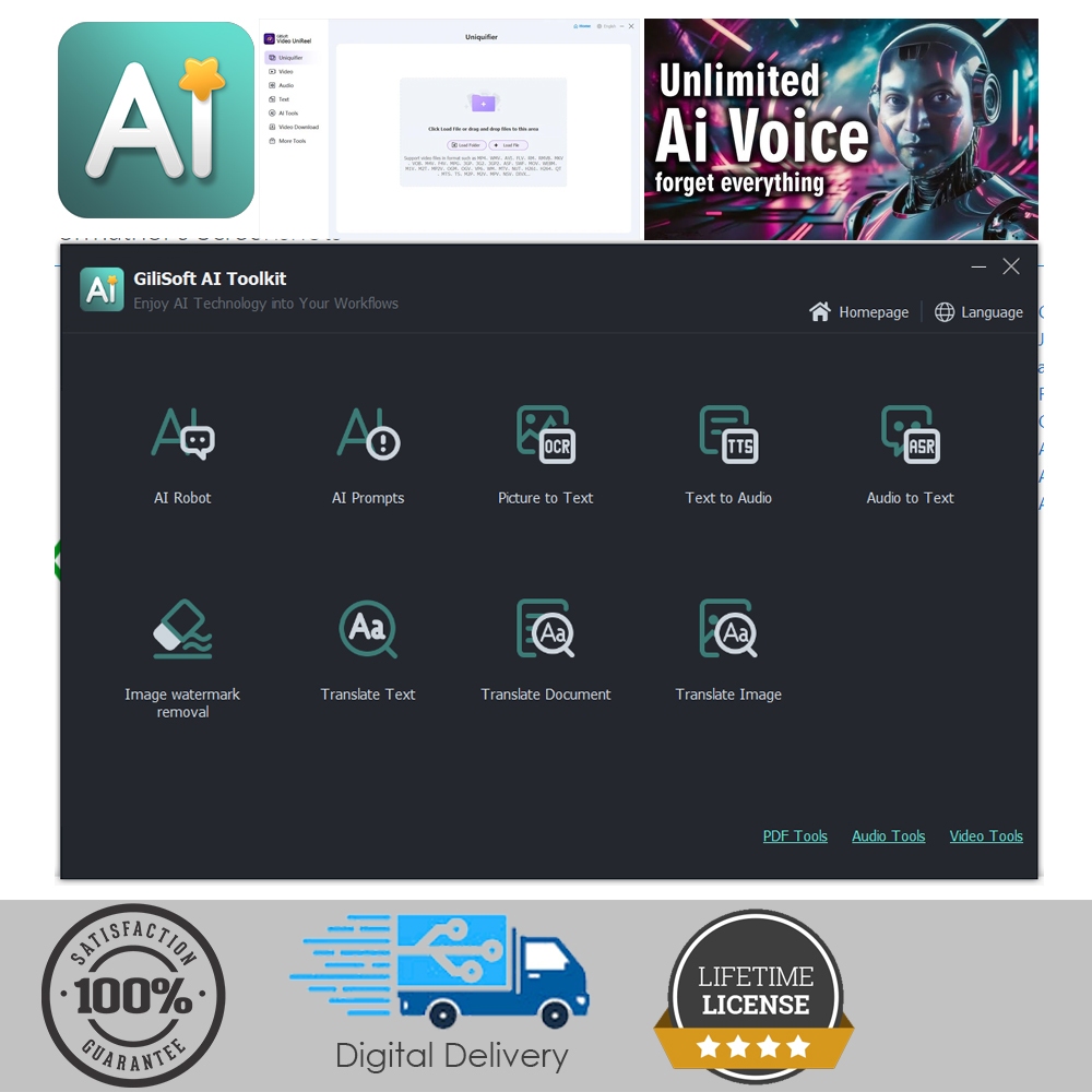 Gilisoft video image audio file editor toolkit ai suite pro