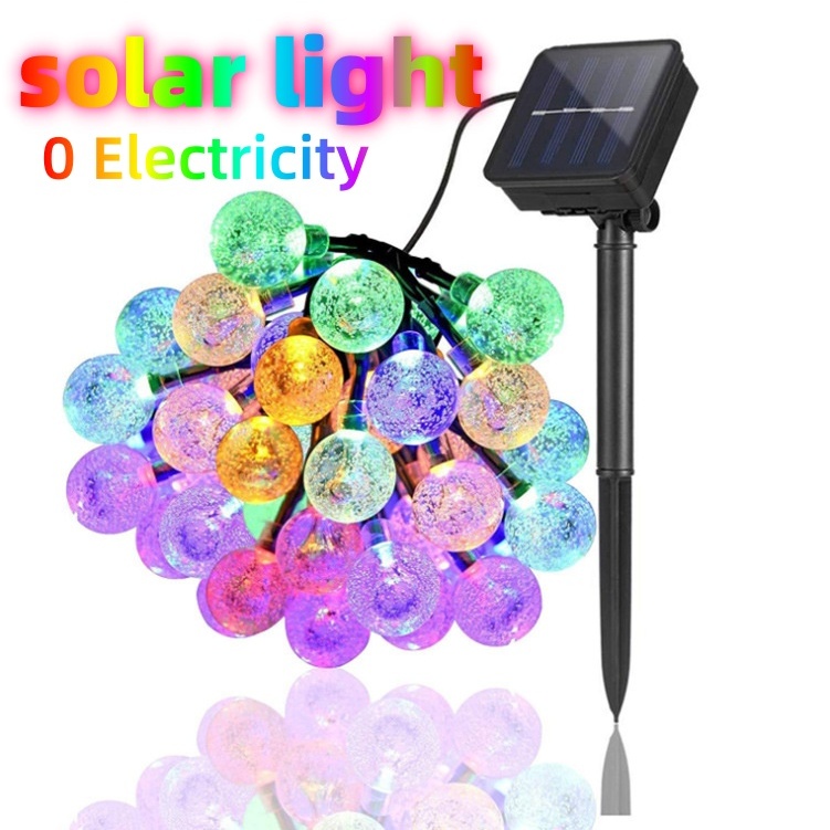 Lampu Raya LED Solar Crystal Ball Light Fairy Light Outdoor Patio Lawn ...