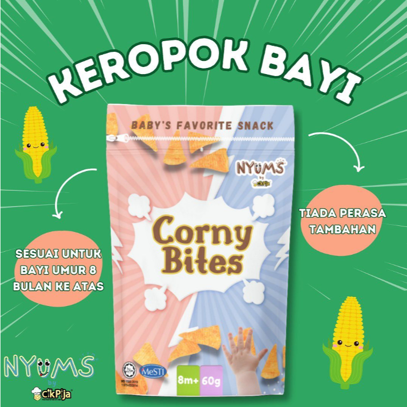 CIK PIJA Corny Bites Keropok Bayi Tanpa gula, garam dan pengawet Sedia ...