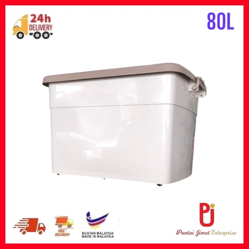 Big Storage Box 80L Strong Box With Wheel / Bekas Simpanan Beroda ...