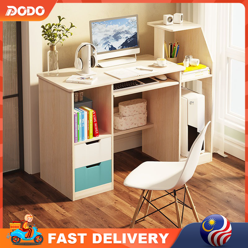 DO Meja belajar Student Study Desk With Book Shelf Table With Storage ...