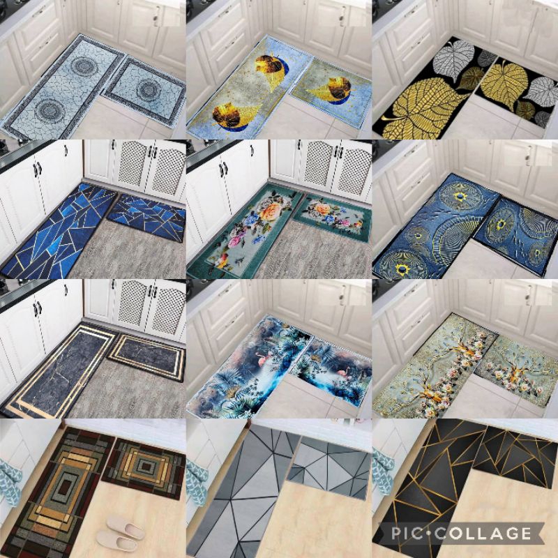 Alas kaki tiles pattern kitchen mat velvet | Anti slip dapur permaidan ...