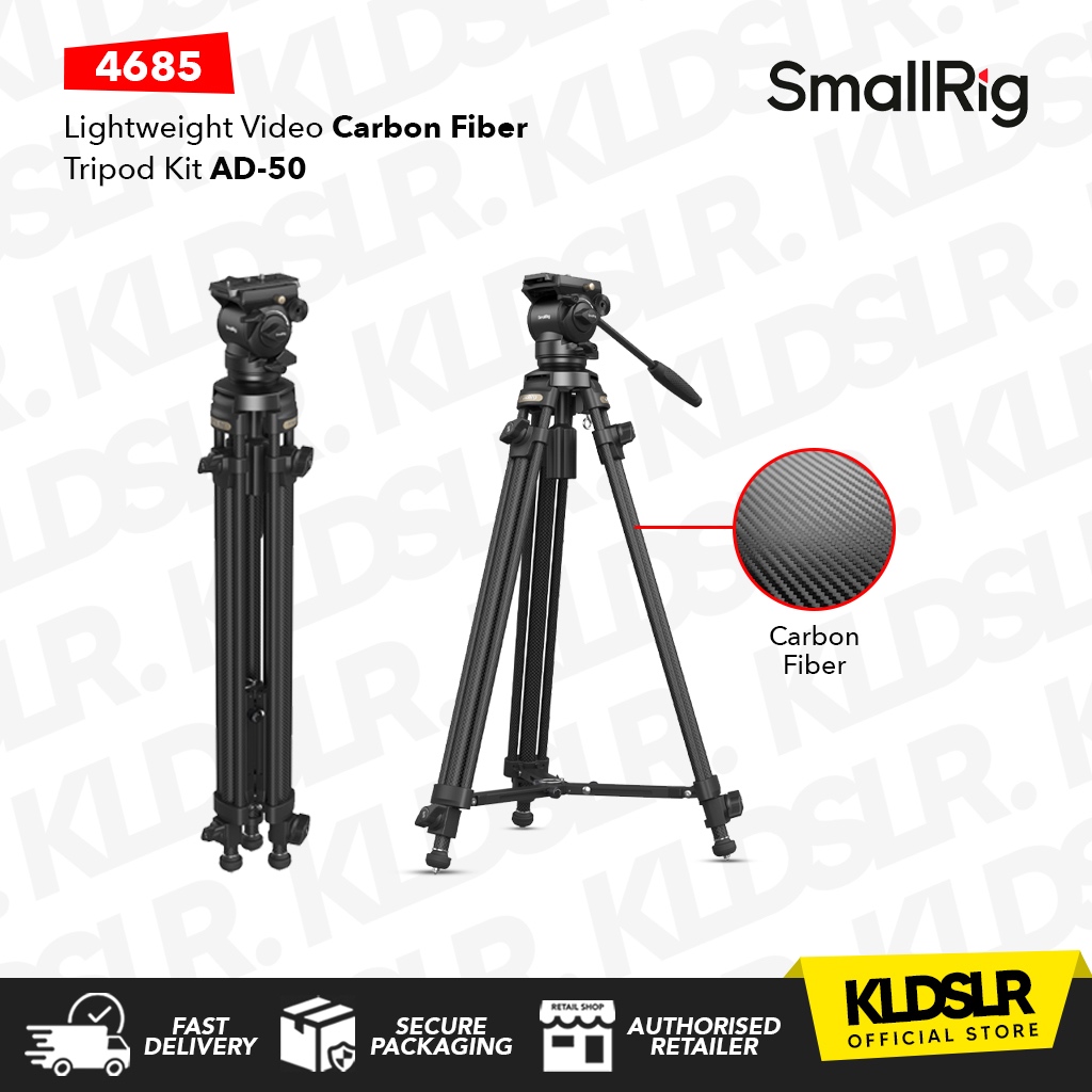 SmallRig Lightweight Video Tripod Kit Aluminum AD-50 Lite 4684 / Carbon ...