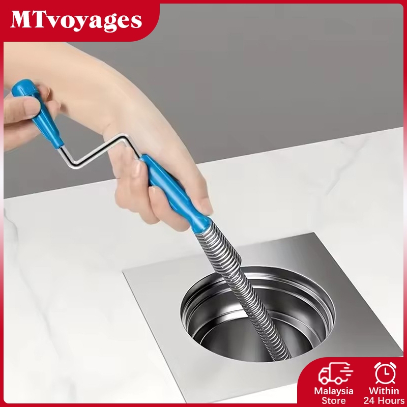 5M Cleaner Spiral Pipe Cleaning Rod Drain Unblocker Flexible Rod ...