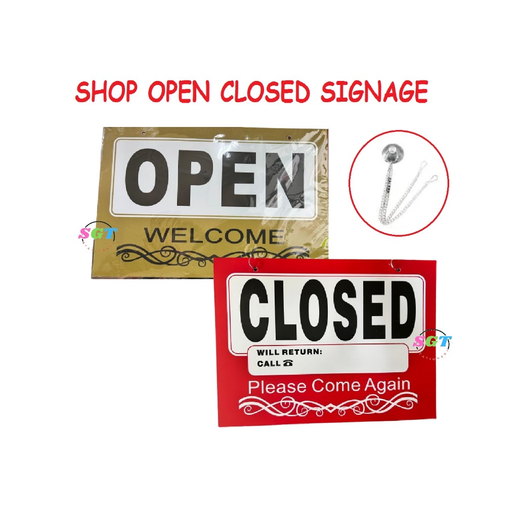 Plastic PVC Waterproof Double Sided Shop Open Closed Sings ( 28cm x ...