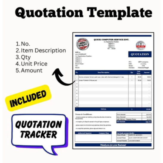 Bundle of Invoice Template Bundle Excel Template ( Quotation Template ...