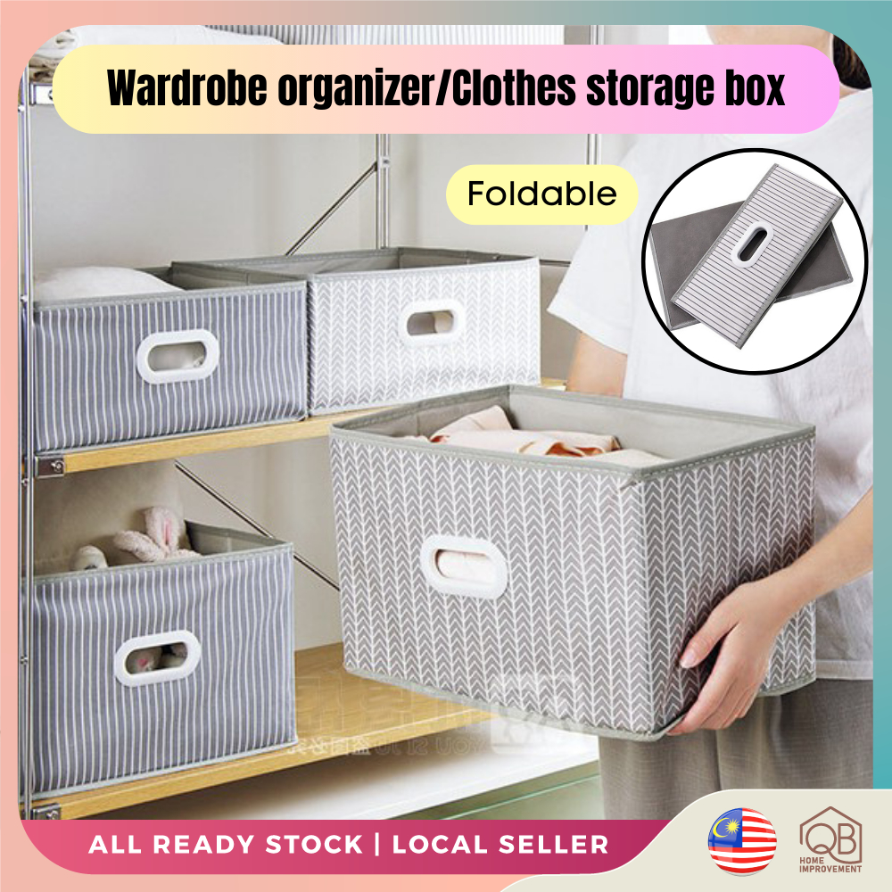 Foldable Storage Box With Handle Cloth Storage Closet Organizer Kotak ...