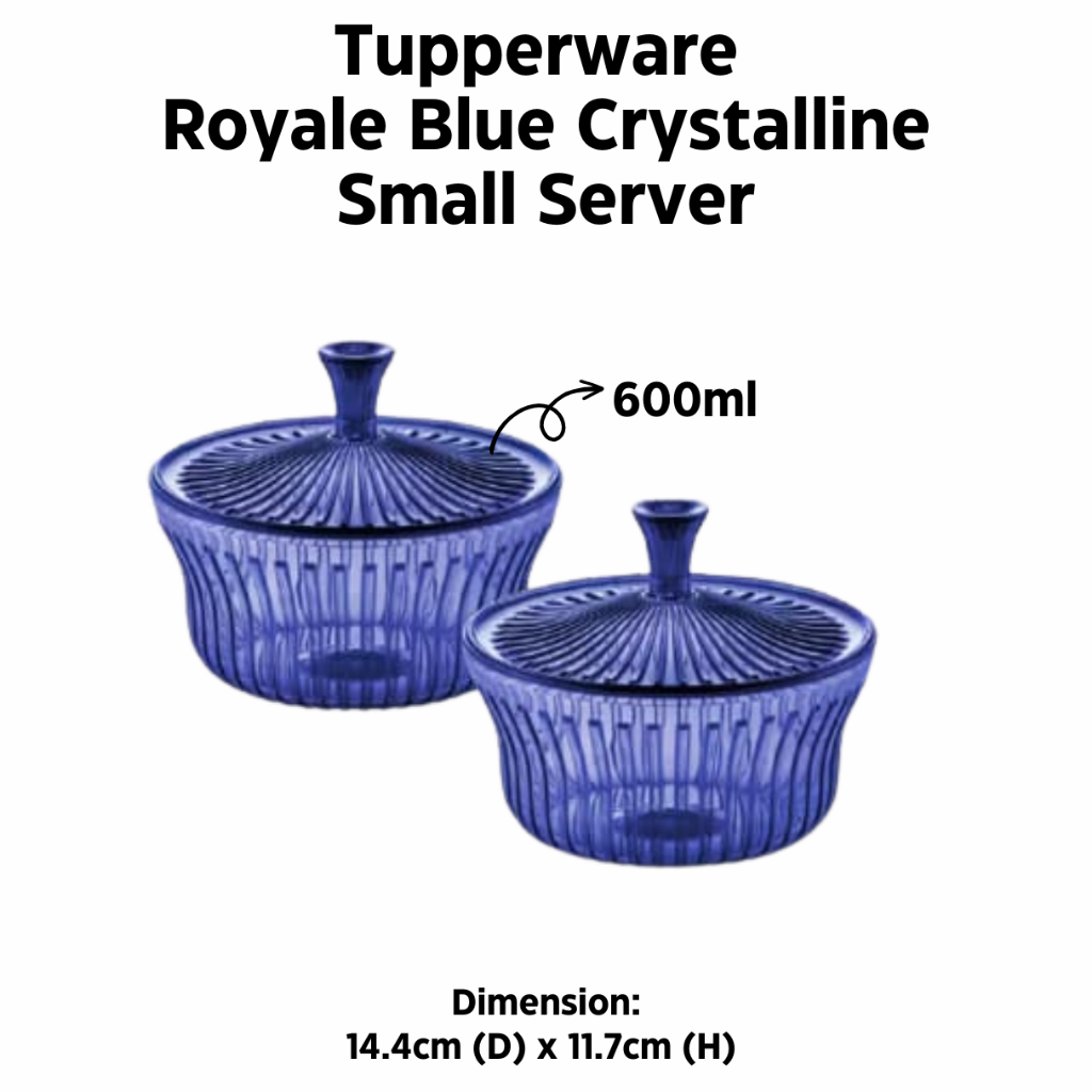 Tupperware Royale Blue Crystalline Small Server 600ml (1 pc) | Shopee ...