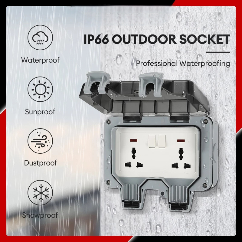 IP66 Waterproof Outdoor Wall Socket Weatherproof Socket Outlet Switch ...