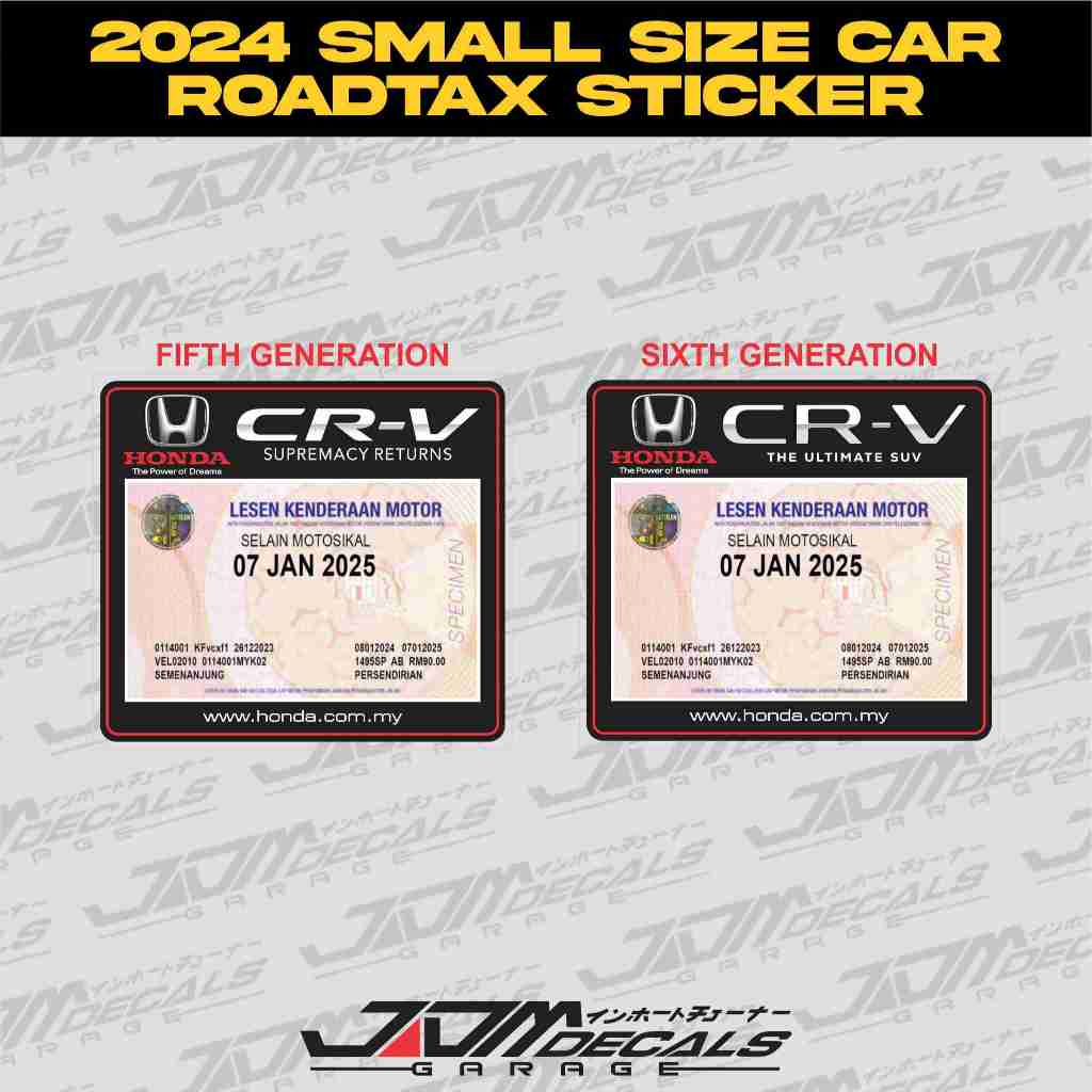[2024 SMALL SIZE CAR ROADTAX STICKER] Honda CRV Windscreen Roadtax ...