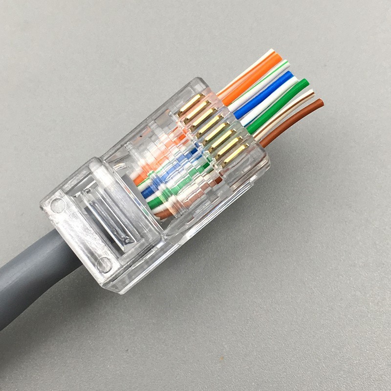 100pcs RJ45 Crystal Network Connector / CAT6 Pass Through Connector ...