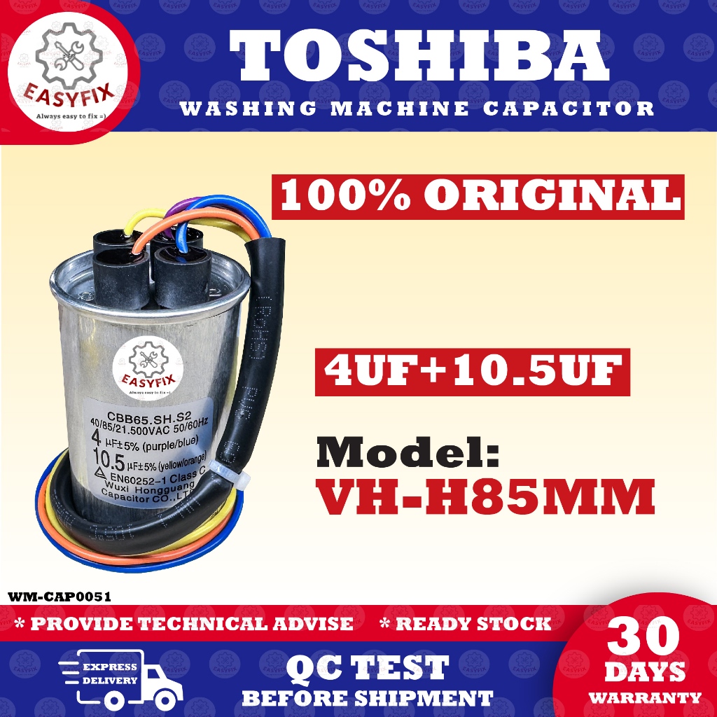 (100% ORIGINAL) VH-H85MM TOSHIBA 4UF 10.5UF 2IN1 SPIN WASH CAPACITOR ...