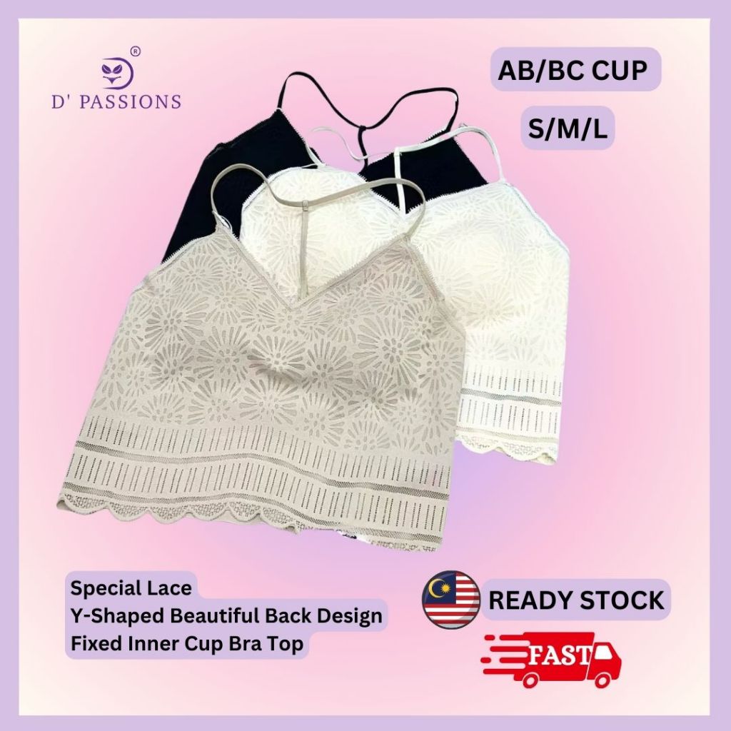 D' PASSIONS Special Lace Y-Shaped Beautiful Back Design Fixed Inner Cup ...