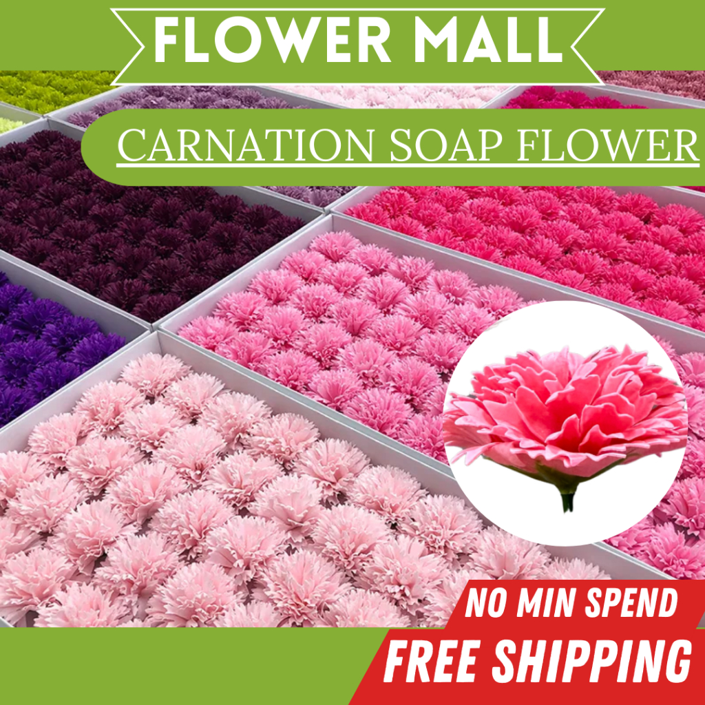 (50PCS) CARNATION Soap Flower With Base Fragrant Scent Bouquet ...