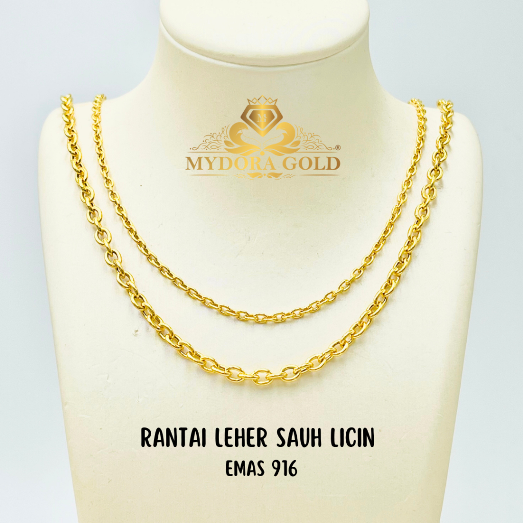MYDORA Rantai Leher Sauh Licin | EMAS 916/22K | Shopee Malaysia