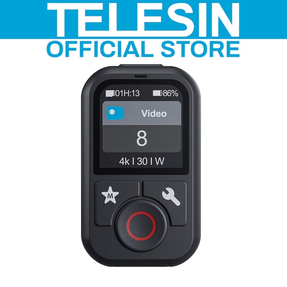 Telecomando TELESIN T13 Per GoPro Hero 13/12/11/10/9/8/Max | Schermo LCD, Raggio 60 M, 5 Lingue | Impermeabile, Con Cinturino