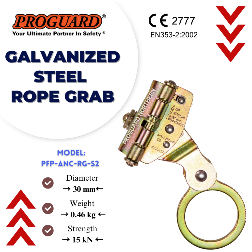 14-16mm Galvanized Steel Safety Rope Grab Anchorage Line Locking System ...