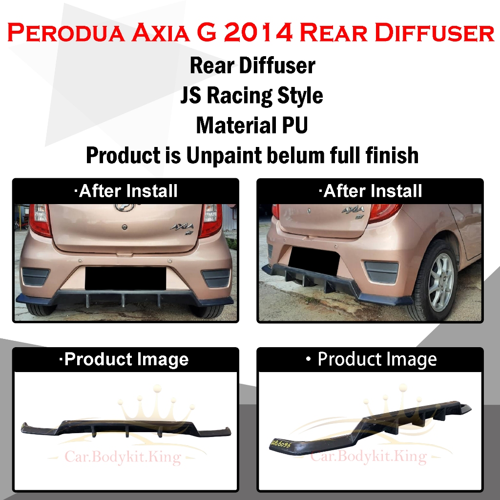 PERODUA AXIA G 2014 JS-RACING REAR DIFFUSER MATERIAL PU | Shopee Malaysia