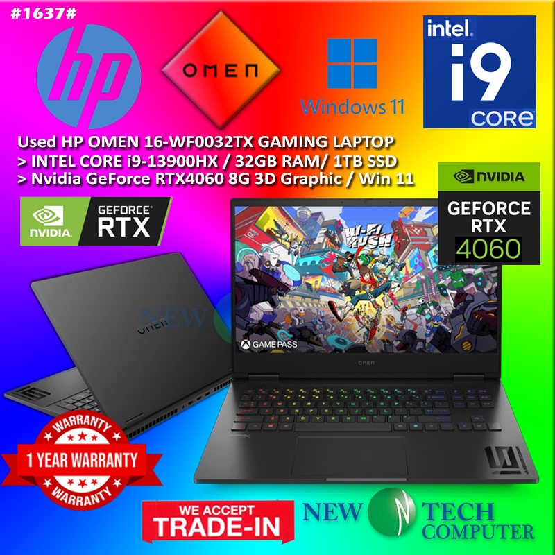 #1637 USED i9 HP OMEN Performance Gaming Laptop intel i9 13900HX 32GB ...