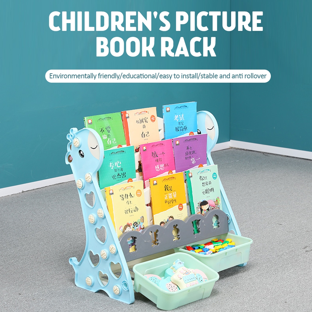 Cartoon Kids Book Shelf 3 Layers Story Baby Giraffe Children's Study ...