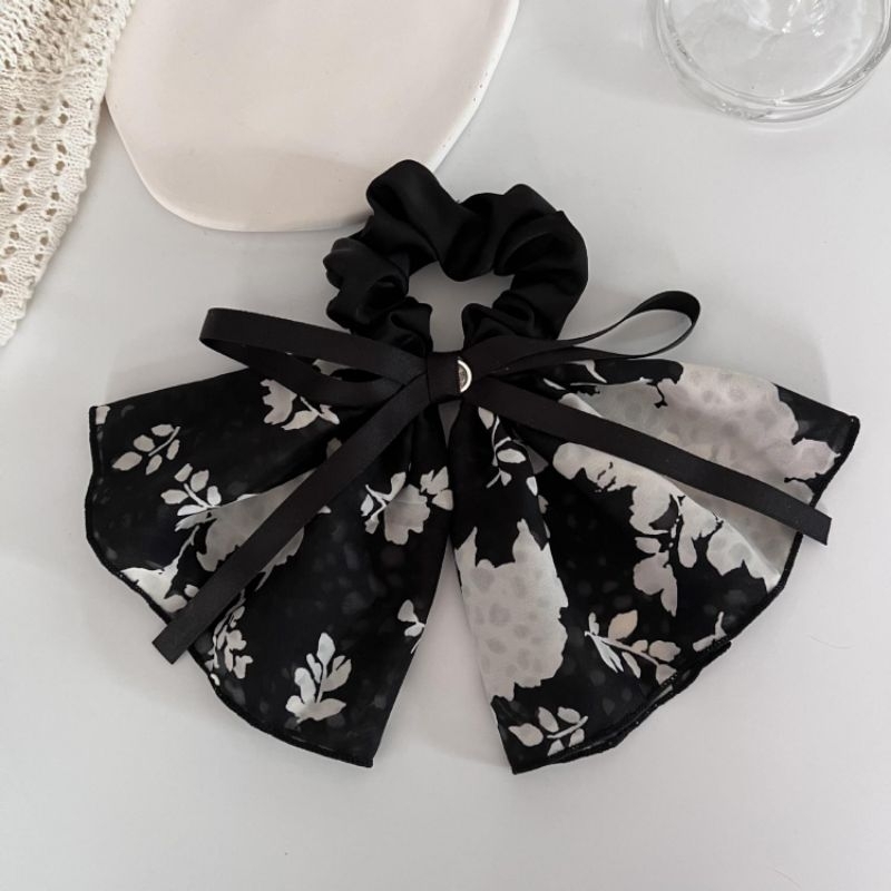 black white flowers ribbon hair tie (RS4538) | Shopee Malaysia