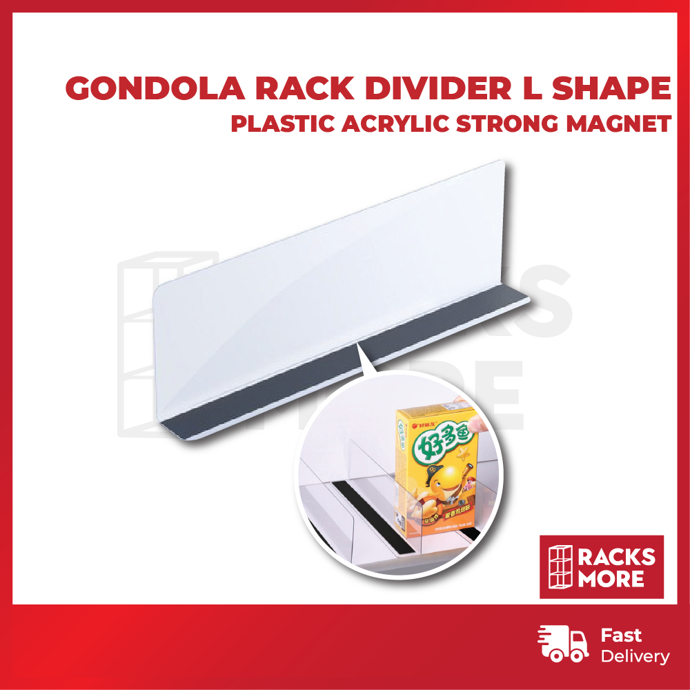 RACKSMORE Gondola Rack Divider L Shape Plastic Acrylic Strong Magnet ...