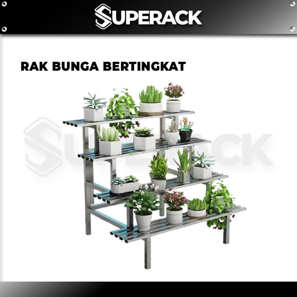 SUPERACK Rak Bunga Bertingkat Flower Rack Stainless Steel Rack Garden ...