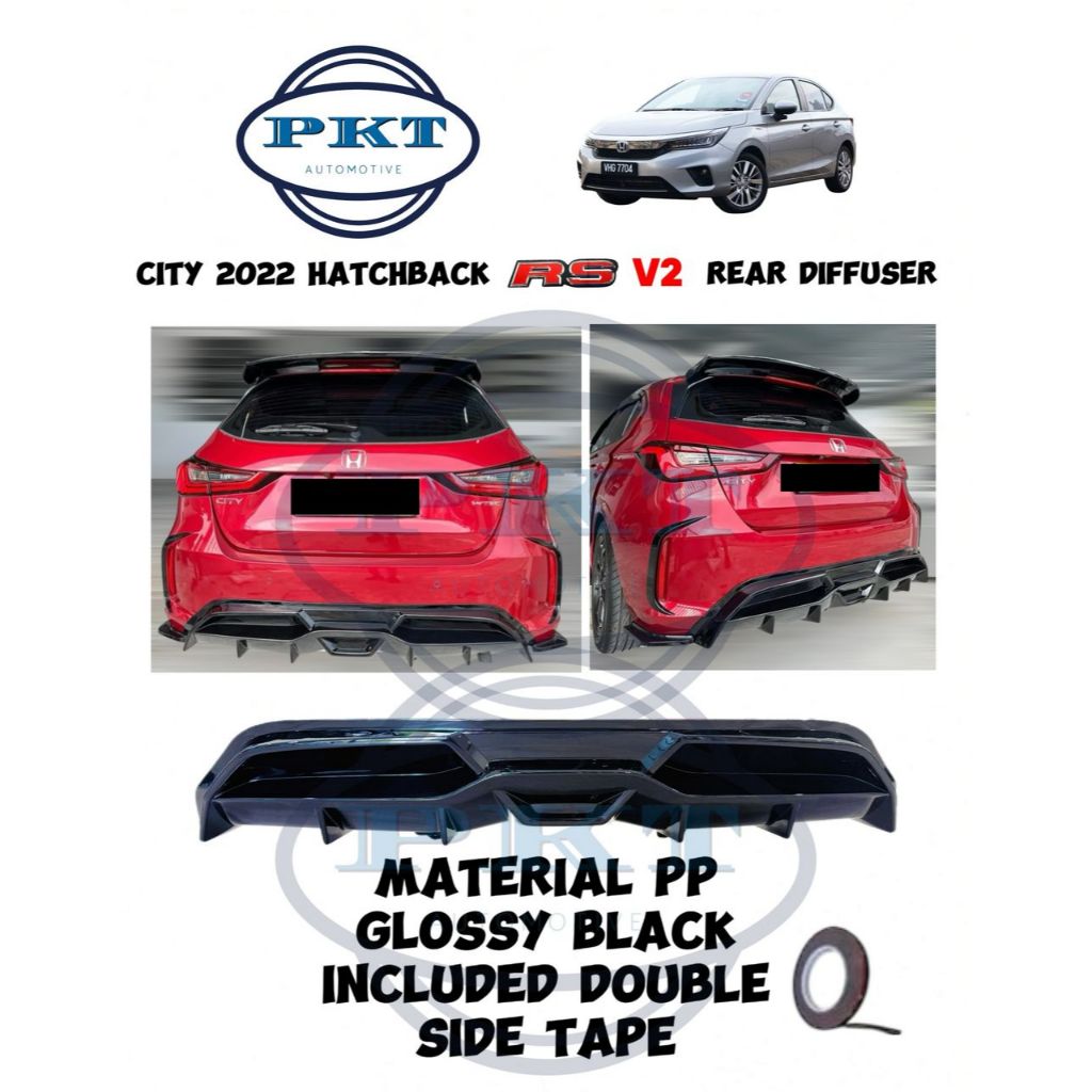 CITY 2022 HATCHBACK RS THAI V3 REAR DIFFUSER (GLOSSY BLACK) | Shopee ...