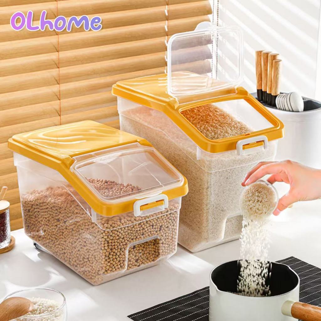 Olhome丨Rice Storage Box 10/12.5/17.5KG Rice Bucket Grain Container ...